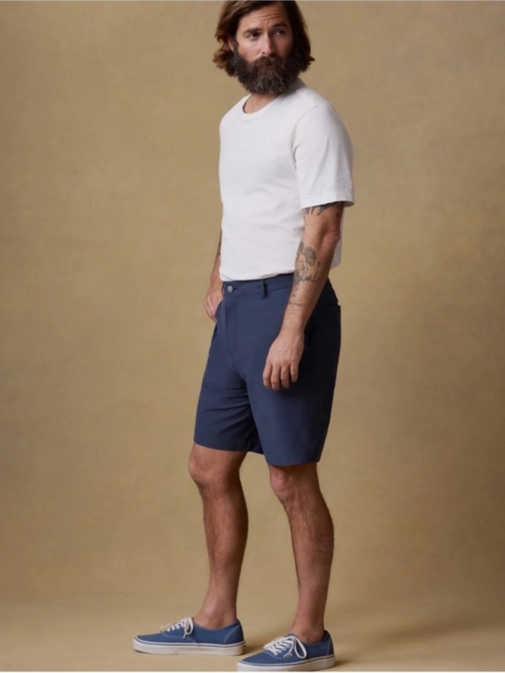 Faherty New Flat-Front Men's Stretch Shorts in Navy 9” inseam